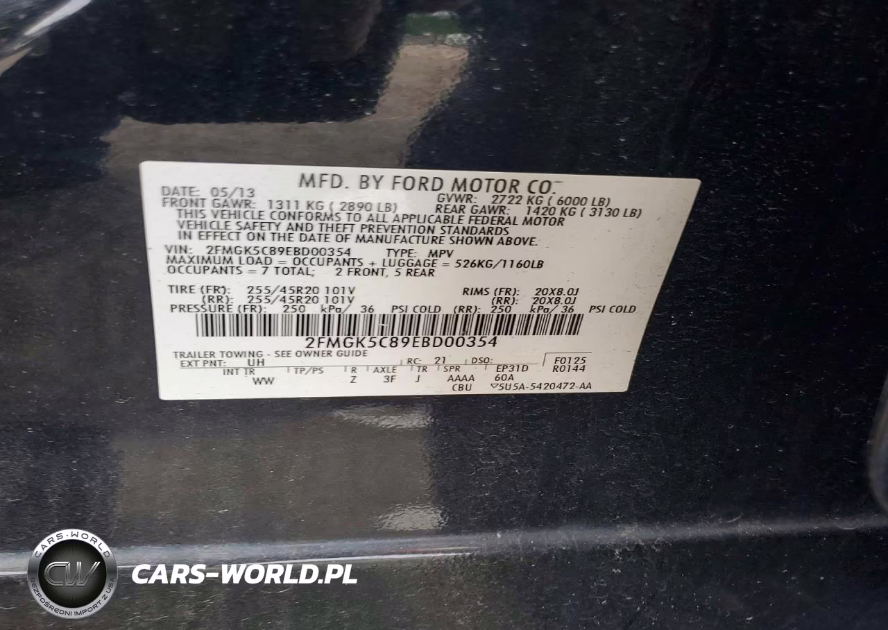 2014 Ford Flex Sel VIN:2FMGK5C89EBD00354 - 12