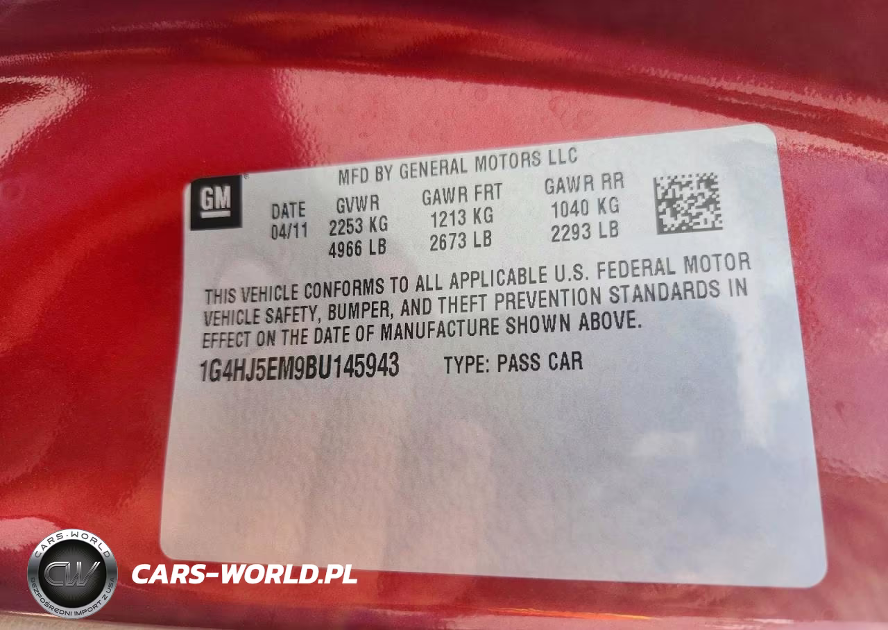 2011 Buick Lucerne Cxl VIN:1G4HJ5EM9BU145943 - 12