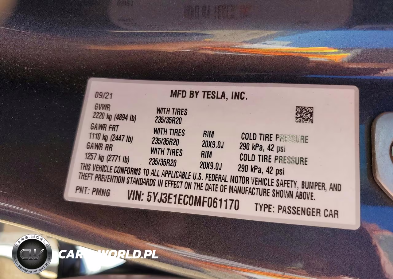 2021 Tesla Model 3 VIN:5YJ3E1EC0MF061170 - 12