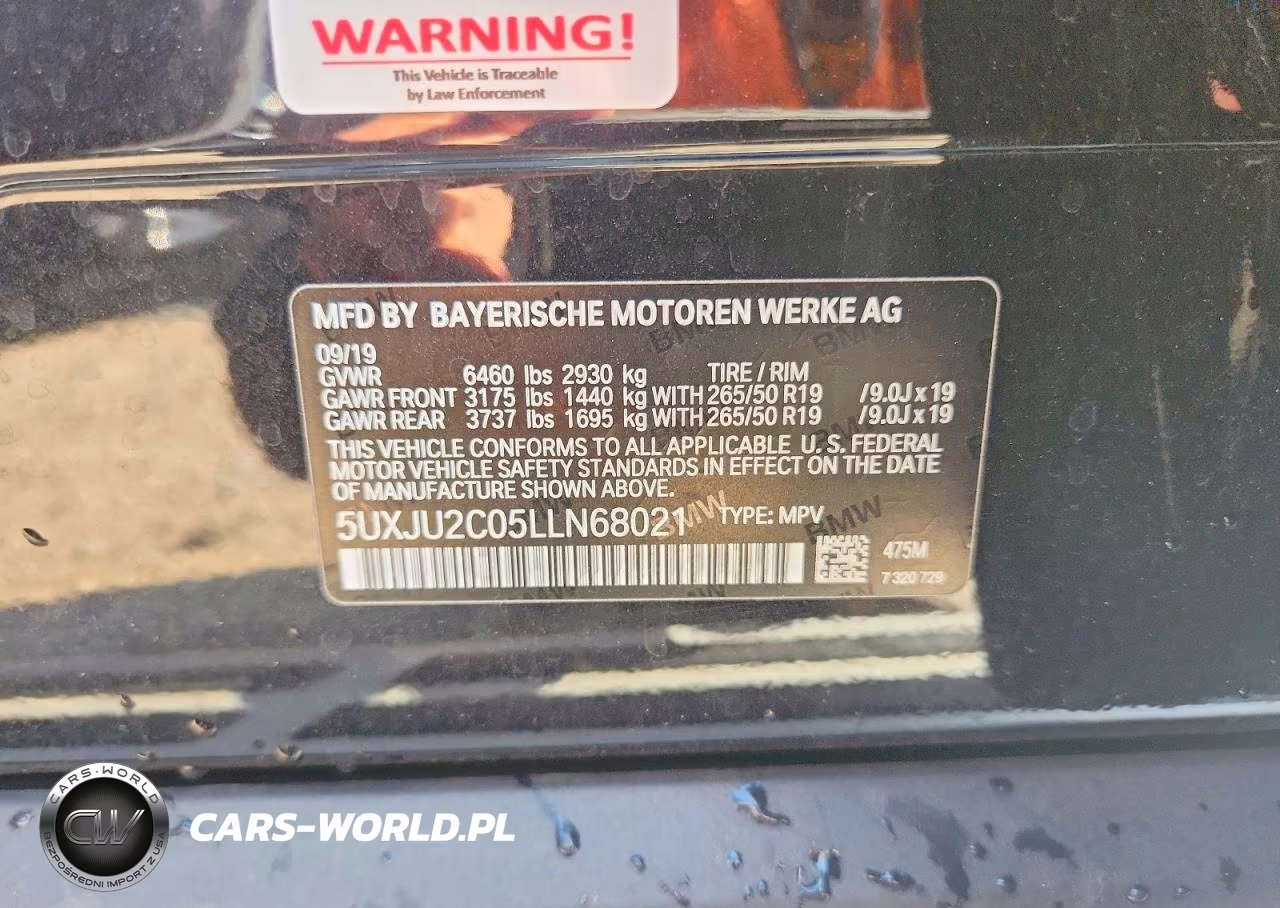 2020 BMW X5 xDrive50I VIN:5UXJU2C05LLN68021 - 12