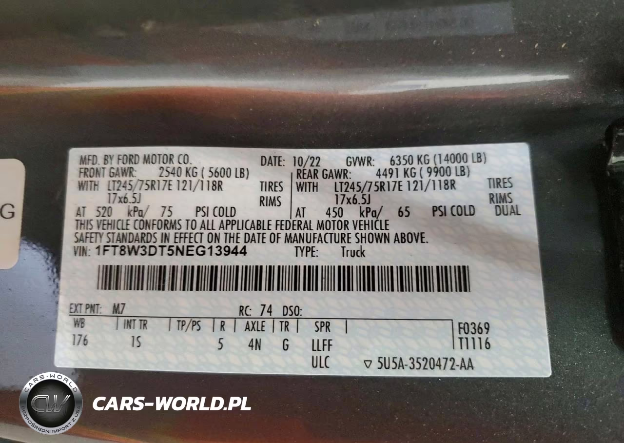 2022 Ford F350 Super Duty VIN:1FT8W3DT5NEG13944 - 13