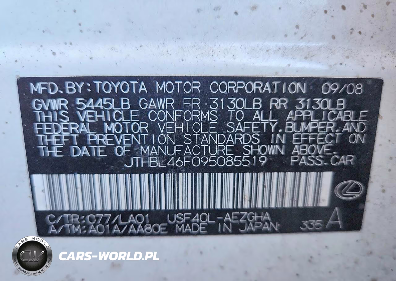2009 Lexus Ls 460 VIN:JTHBL46F095085519 - 12