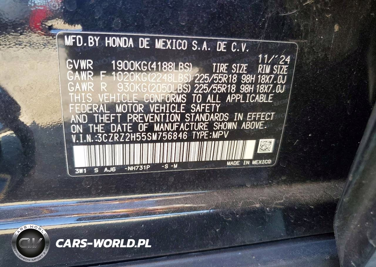 2025 Honda Hr-V Sport VIN:3CZRZ2H55SM756846 - 13