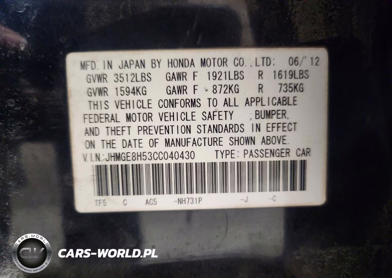 2012 Honda Fit Sport VIN:JHMGE8H53CC040430 - 13