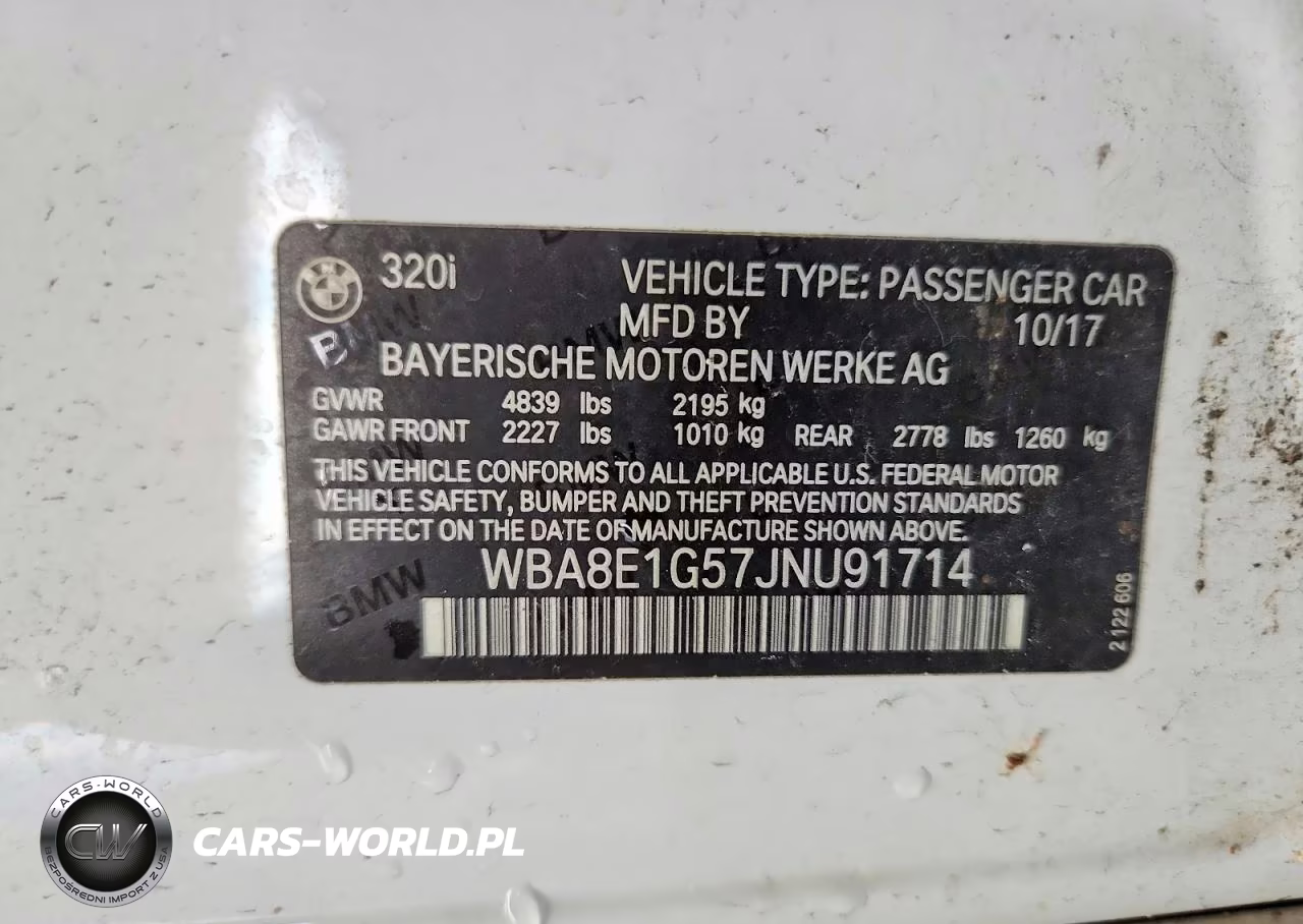 2018 BMW 320 I VIN:WBA8E1G57JNU91714 - 12