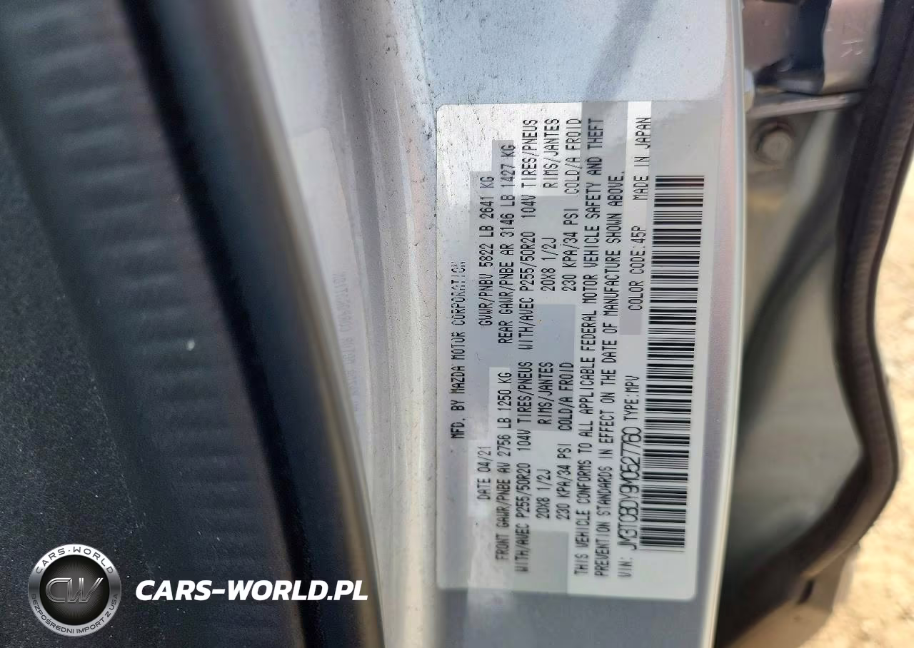 2021 Mazda Cx-9 Grand Touring VIN:JM3TCBDY9M0527760 - 12