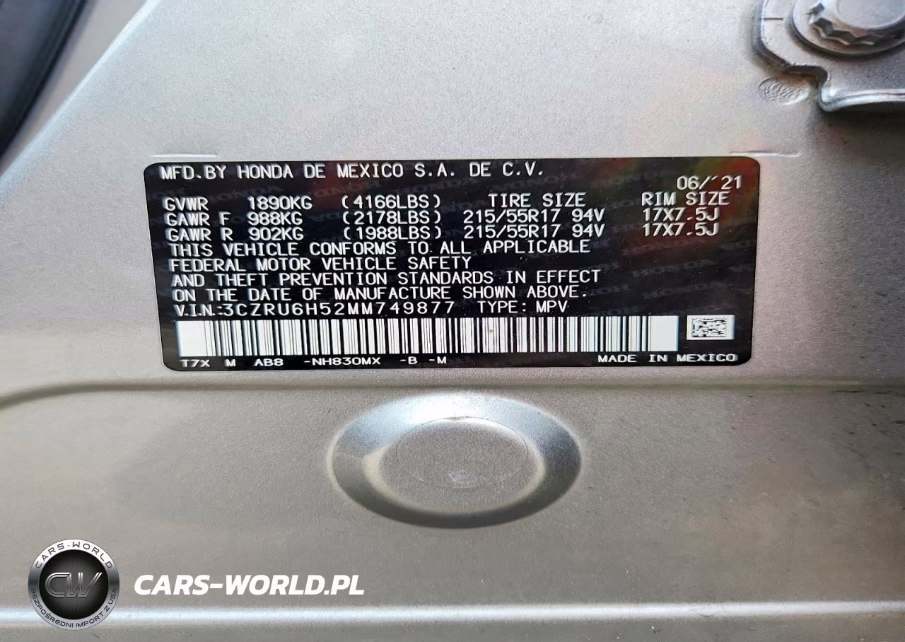 2021 Honda Hr-V Ex VIN:3CZRU6H52MM749877 - 14