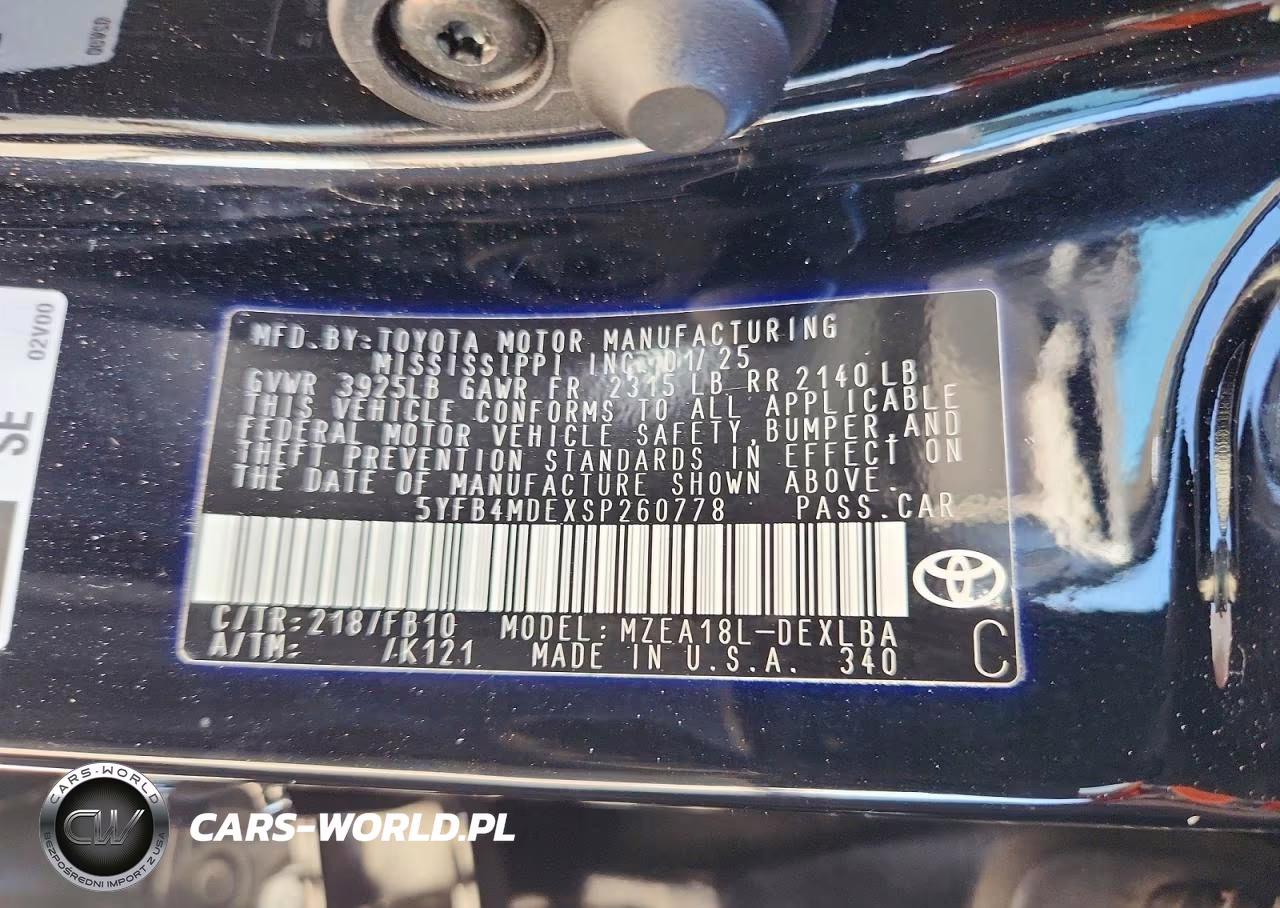 2025 Toyota Corolla Le VIN:5YFB4MDEXSP260778 - 12