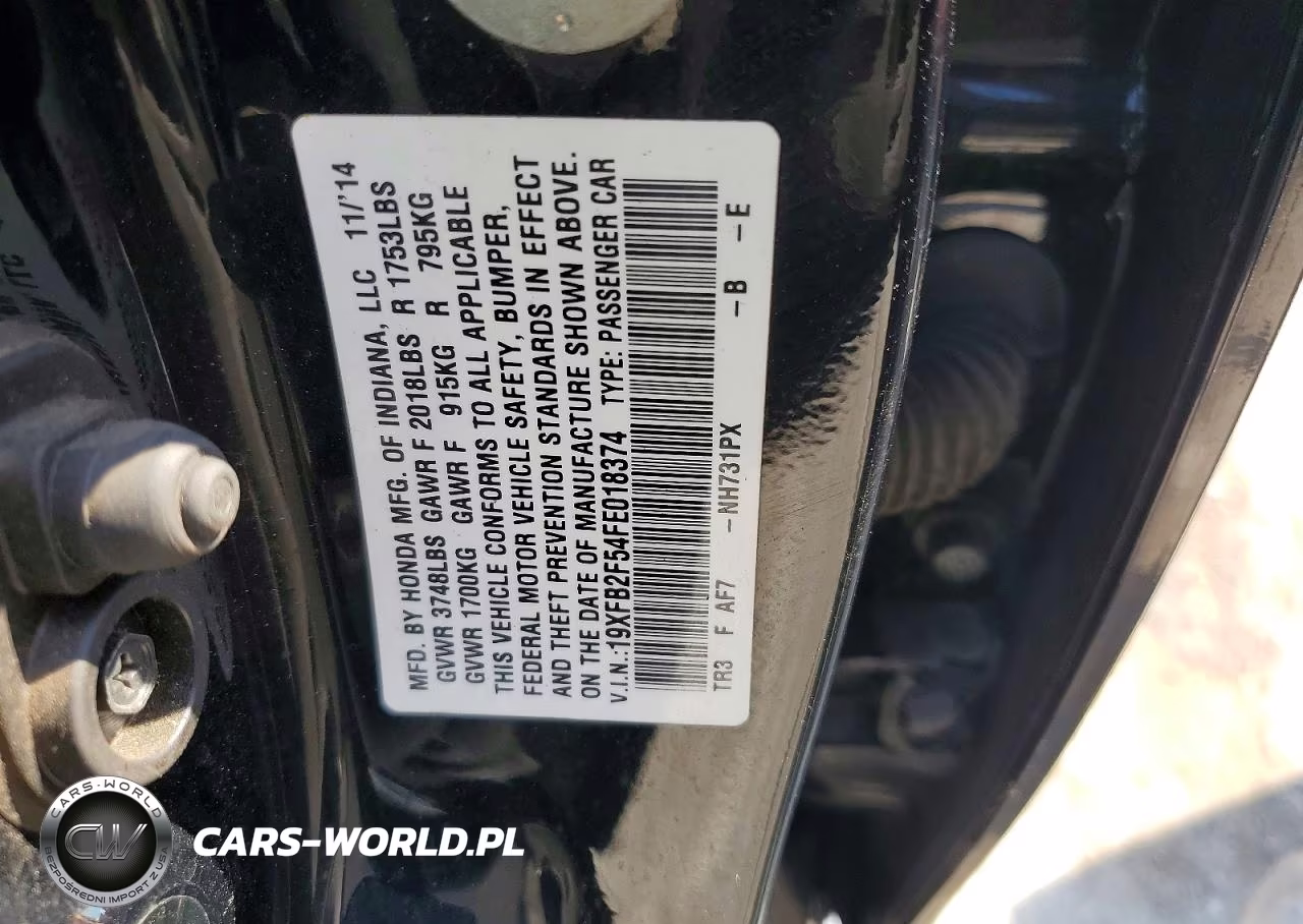 2015 Honda Civic Lx VIN:19XFB2F54FE018374 - 12
