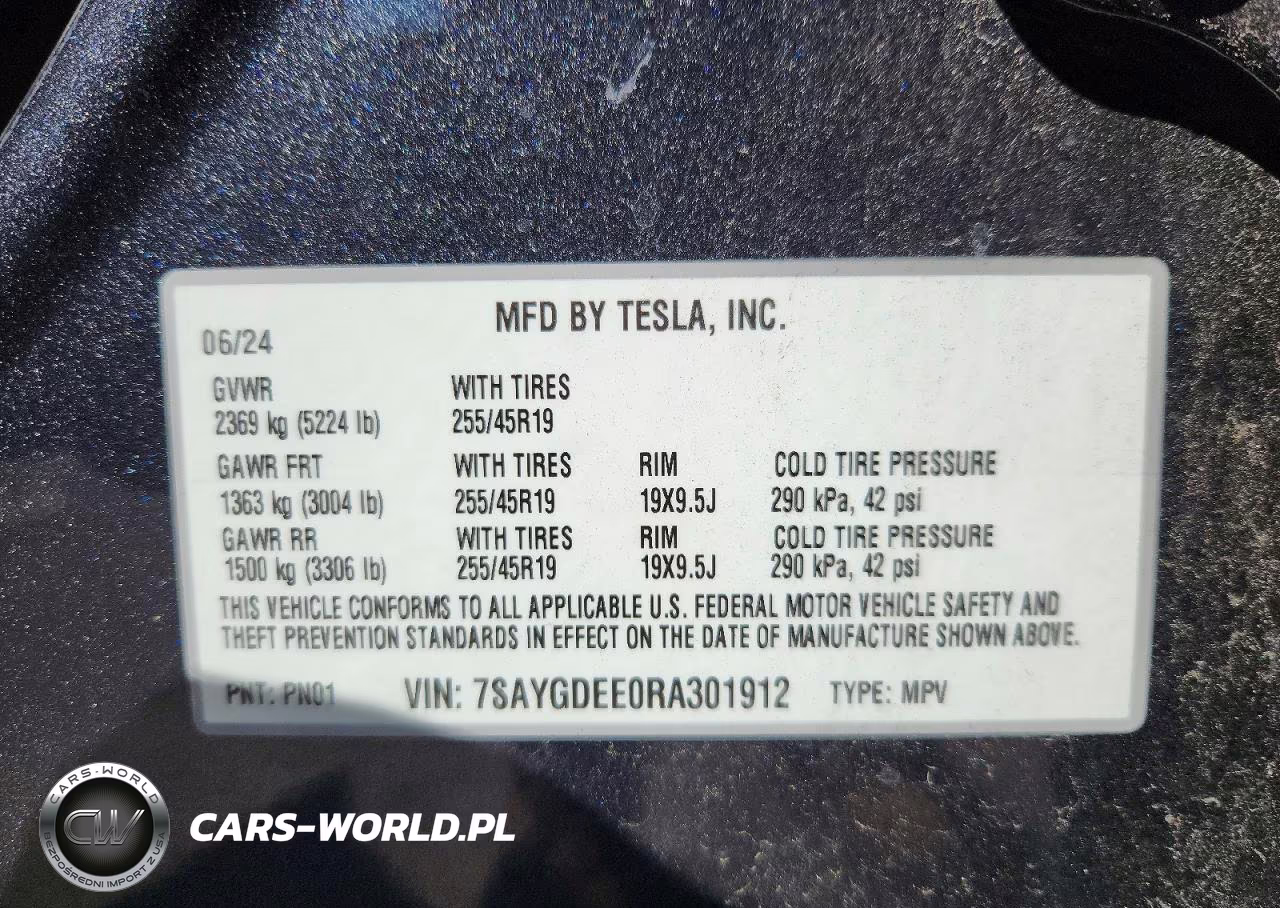 2024 Tesla Model Y VIN:7SAYGDEE0RA301912 - 12