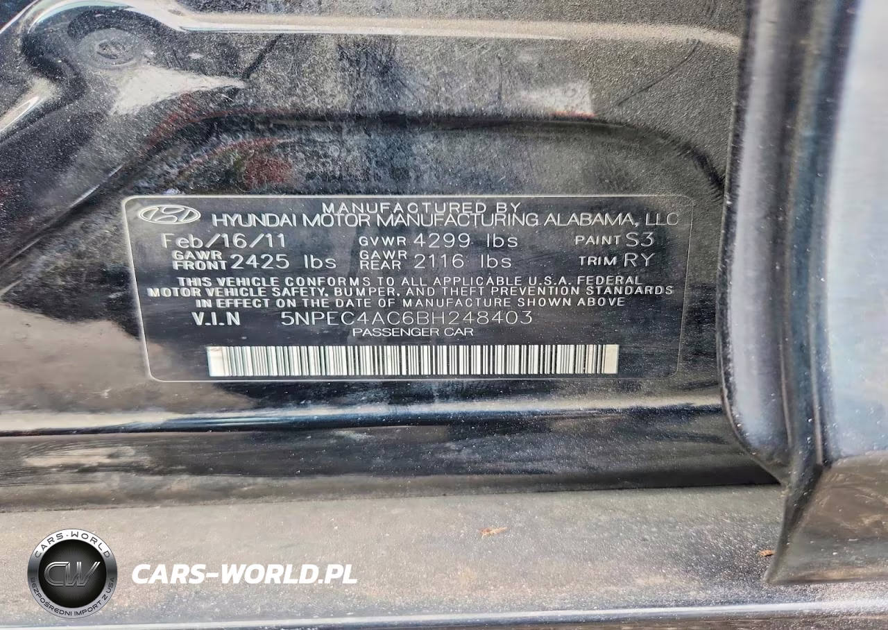 2011 Hyundai Sonata Se VIN:5NPEC4AC6BH248403 - 12