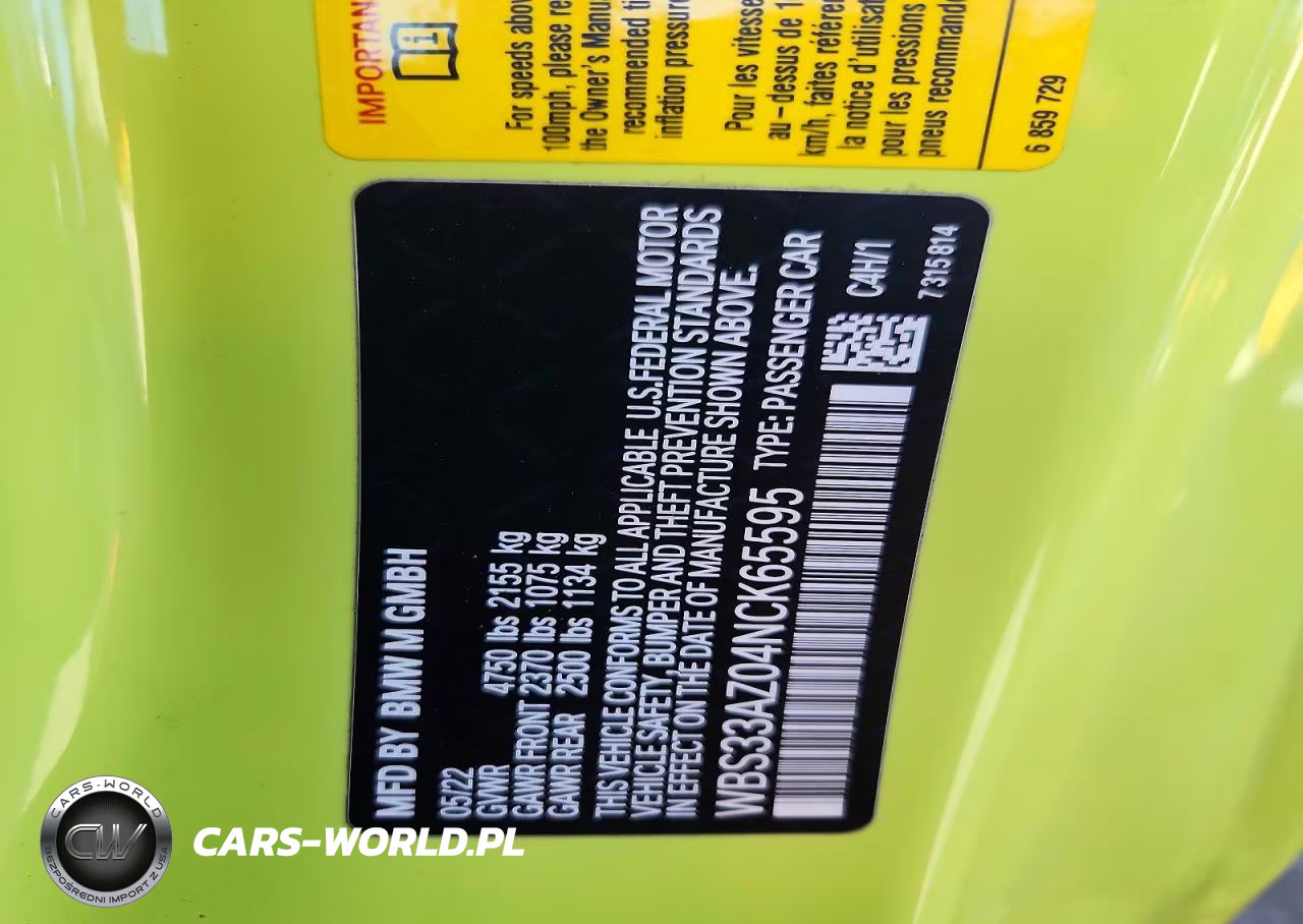 2022 BMW M4 Competition VIN:WBS33AZ04NCK65595 - 12
