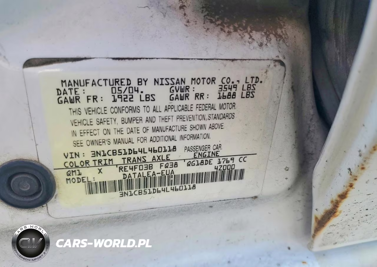 2004 Nissan Sentra 1.8 VIN:3N1CB51D64L460118 - 13