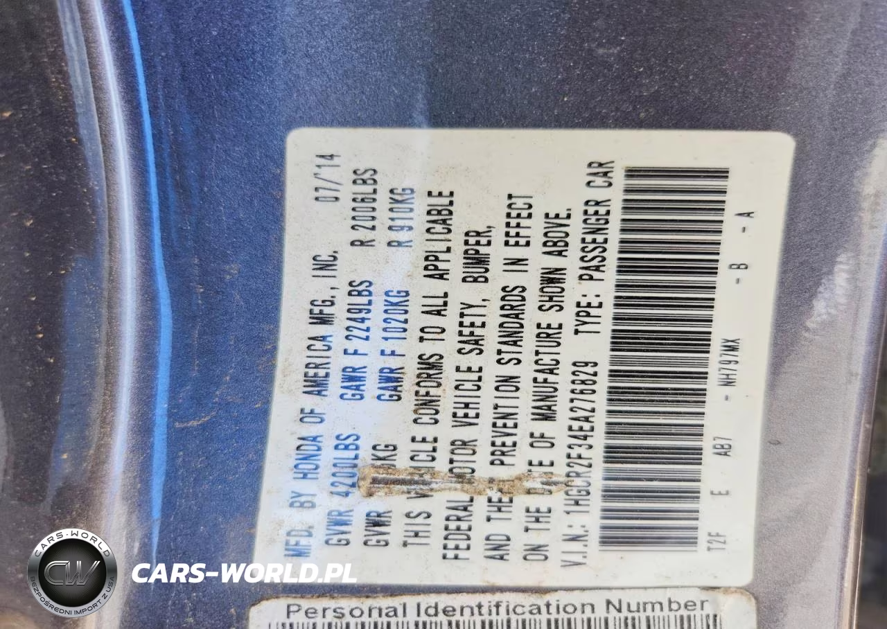 2014 Honda Accord Lx VIN:1HGCR2F34EA276829 - 12