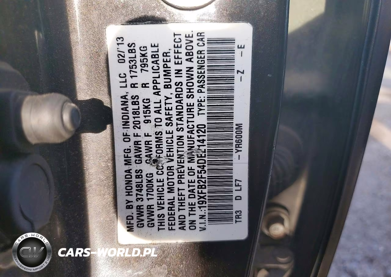 2013 Honda Civic Lx VIN:19XFB2F54DE214120 - 13