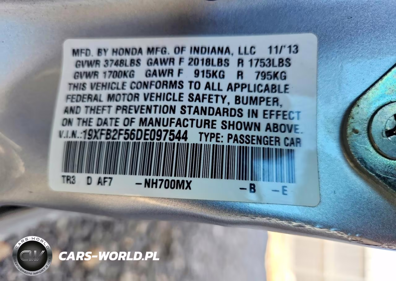 2013 Honda Civic Lx VIN:19XFB2F56DE097544 - 12