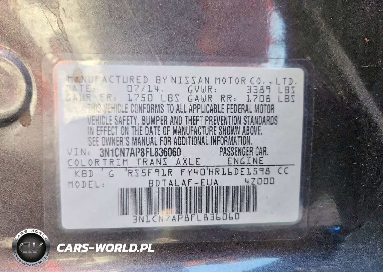 2015 Nissan Versa 1.6 S VIN:3N1CN7AP8FL836060 - 13
