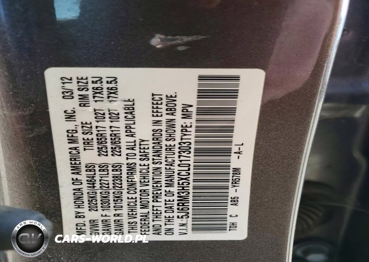 2012 Honda Cr-V Ex VIN:5J6RM3H5XCL017303 - 12