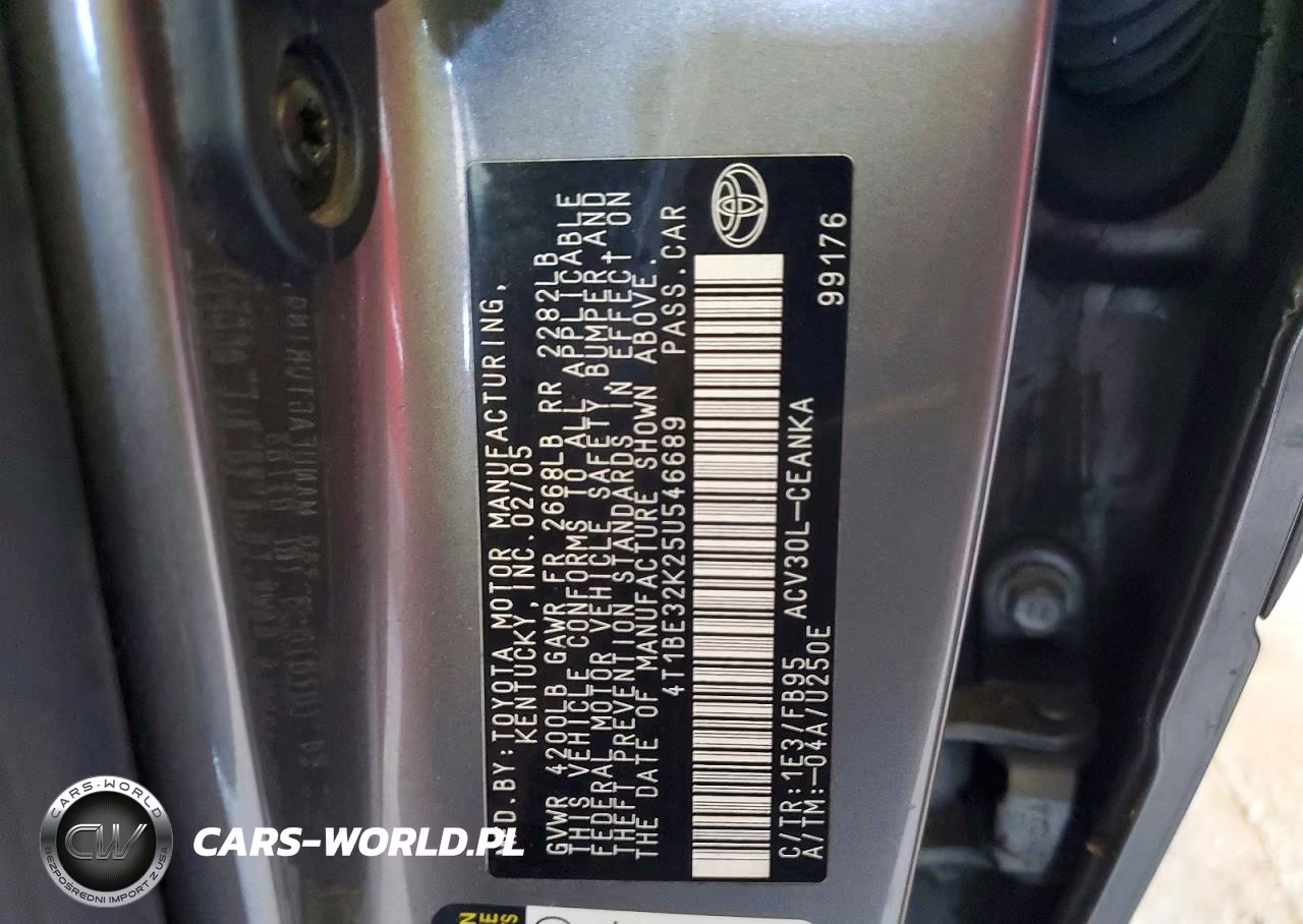 2005 Toyota Camry Le VIN:4T1BE32K25U546689 - 12