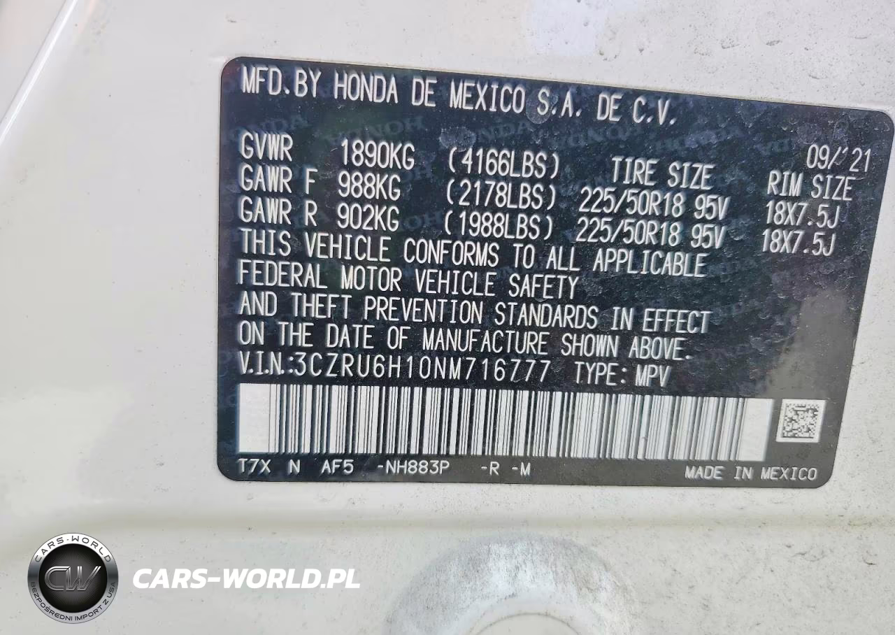 2022 Honda Hr-V Sport VIN:3CZRU6H10NM716777 - 13