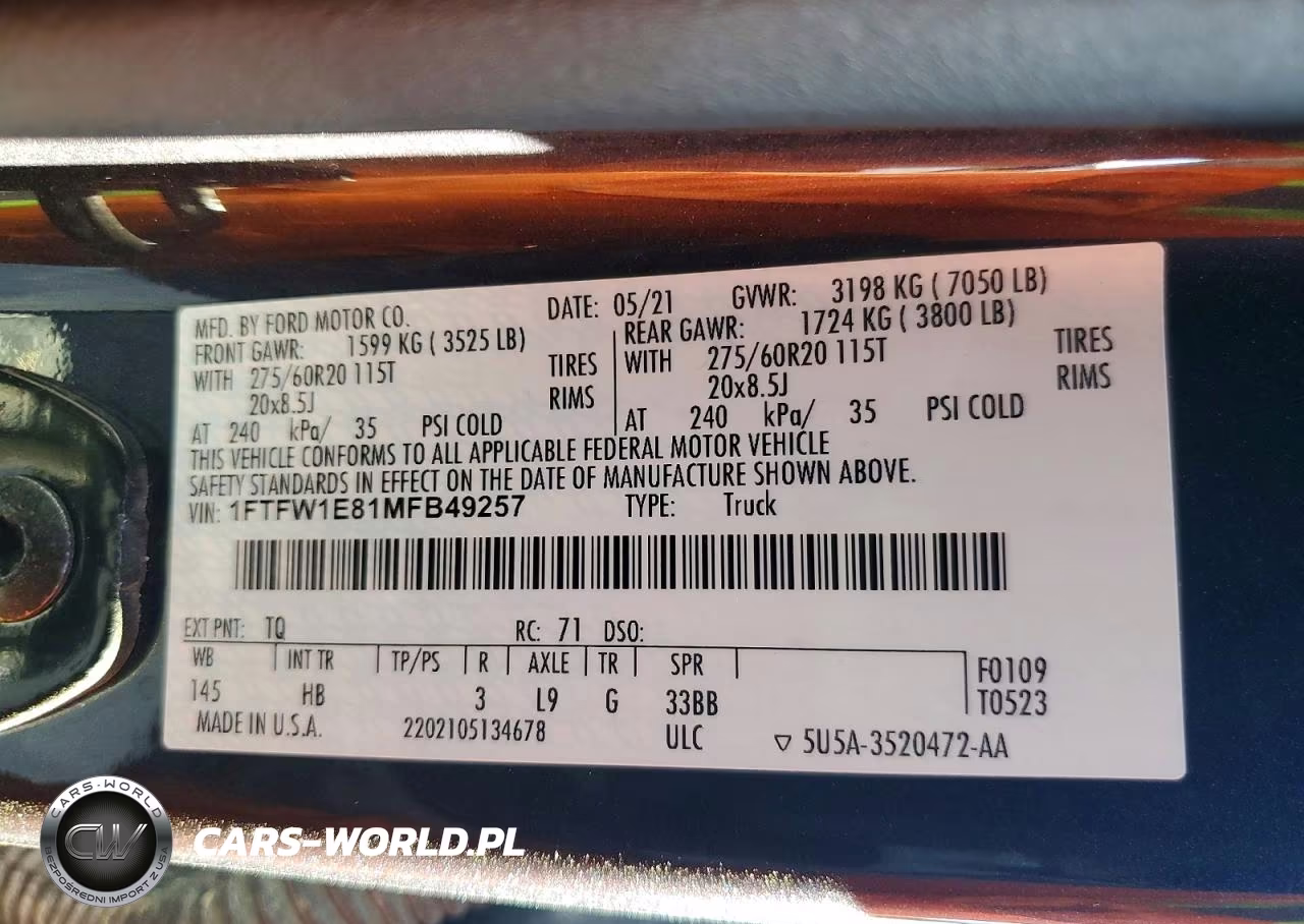 2021 Ford F150 Supercrew VIN:1FTFW1E81MFB49257 - 12