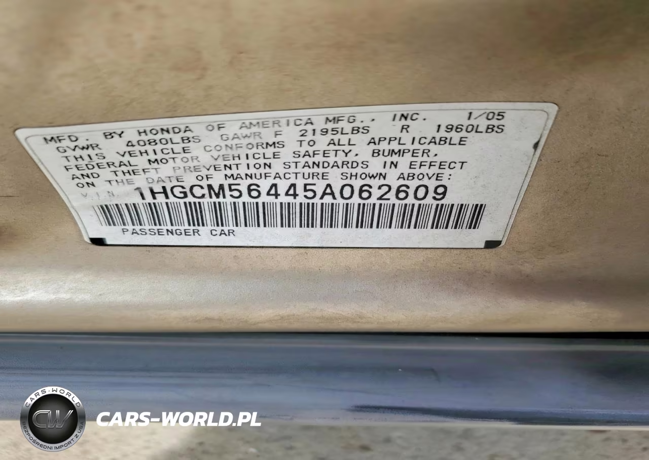2005 Honda Accord Lx VIN:1HGCM56445A062609 - 12