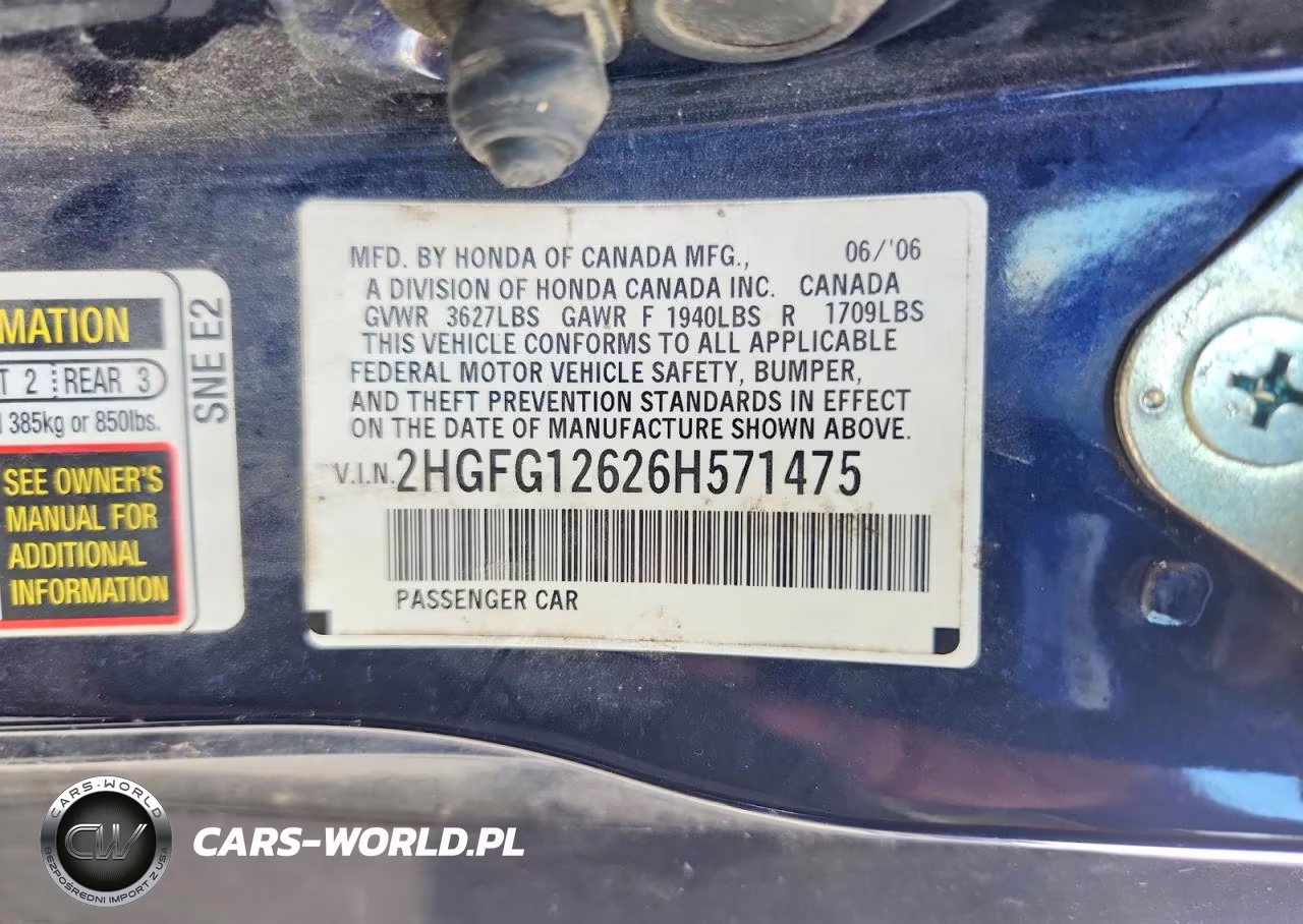 2006 Honda Civic Lx VIN:2HGFG12626H571475 - 12