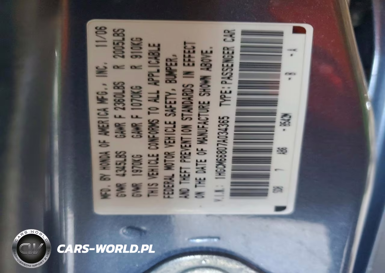 2007 Honda Accord VIN:1HGCM66807A034365 - 12