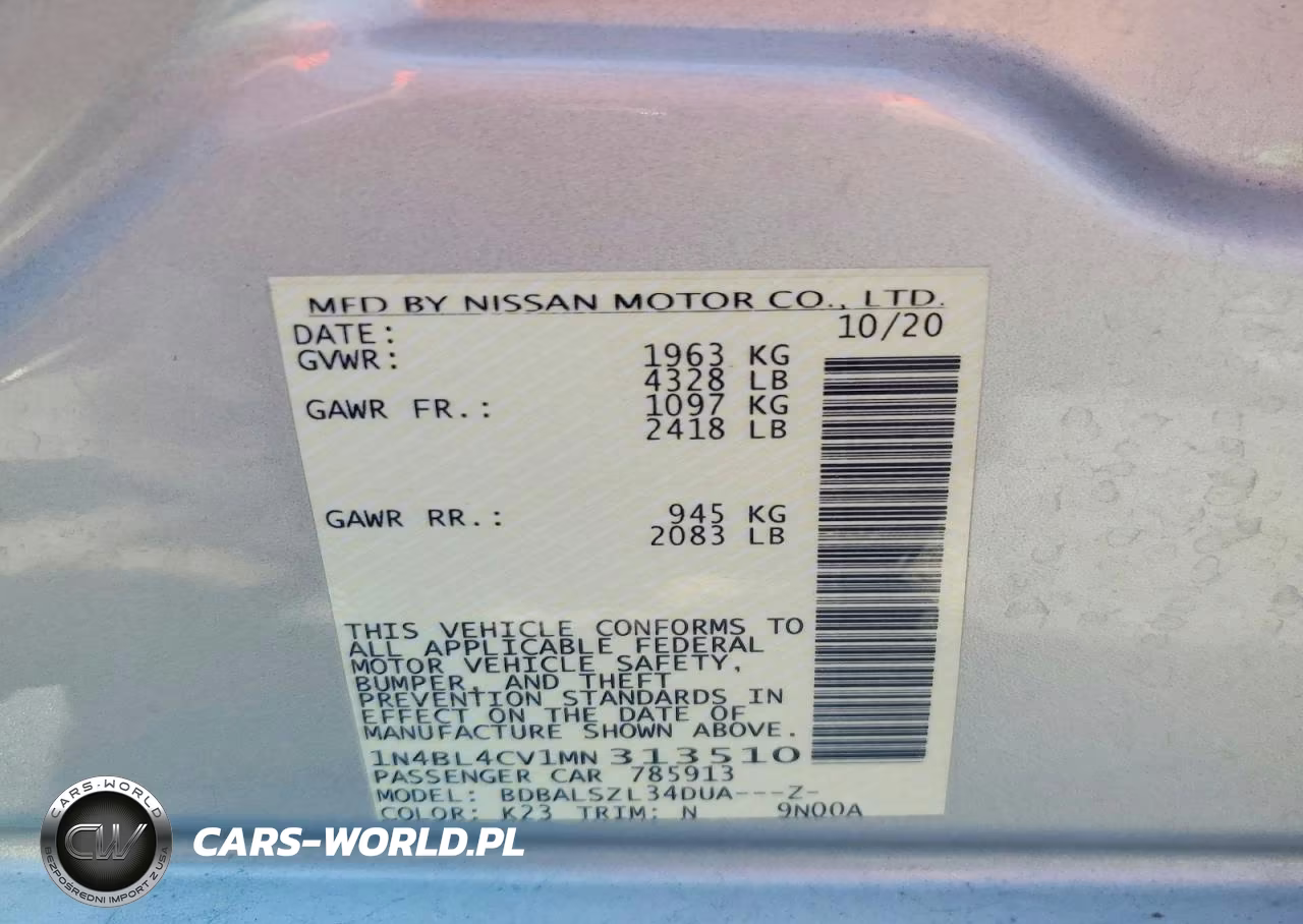2021 Nissan Altima Sr VIN:1N4BL4CV1MN313510 - 12
