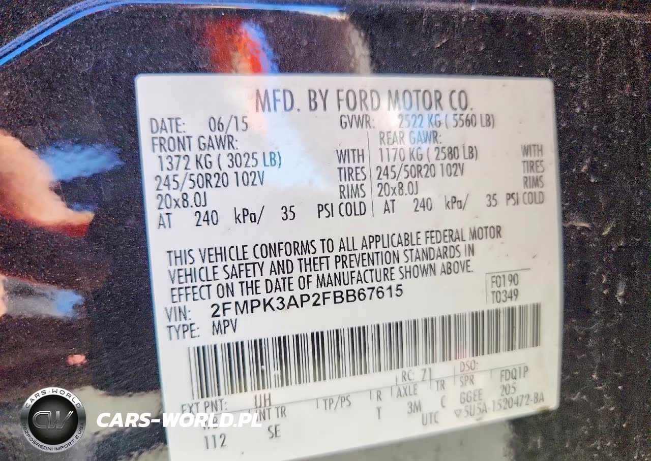 2015 Ford Edge Sport VIN:2FMPK3AP2FBB67615 - 13