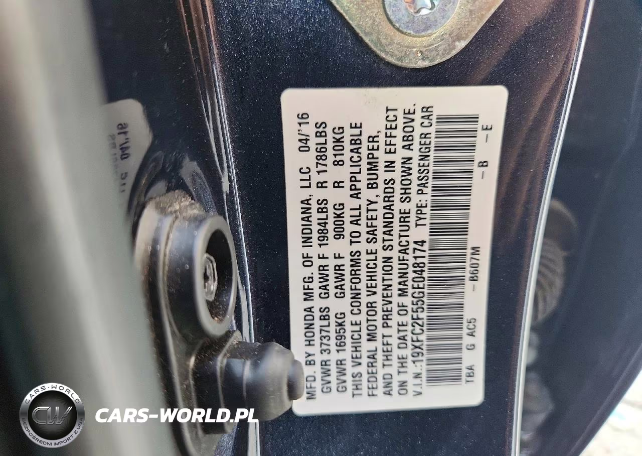 2016 Honda Civic Lx VIN:19XFC2F55GE048174 - 12