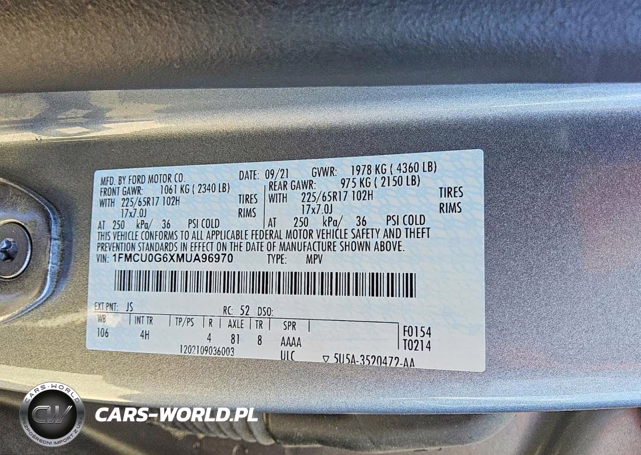 2021 Ford Escape Se VIN:1FMCU0G6XMUA96970 - 13