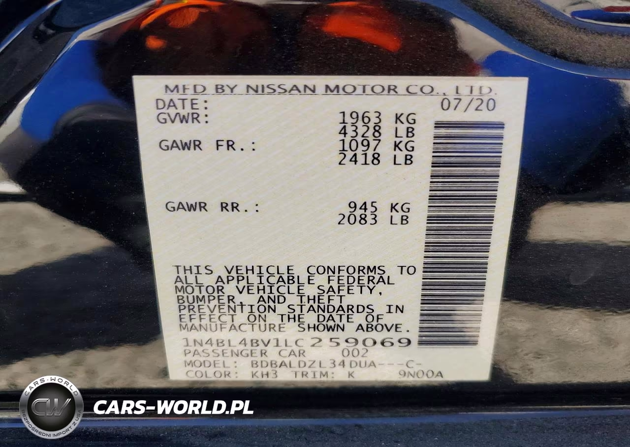 2020 Nissan Altima S VIN:1N4BL4BV1LC259069 - 12