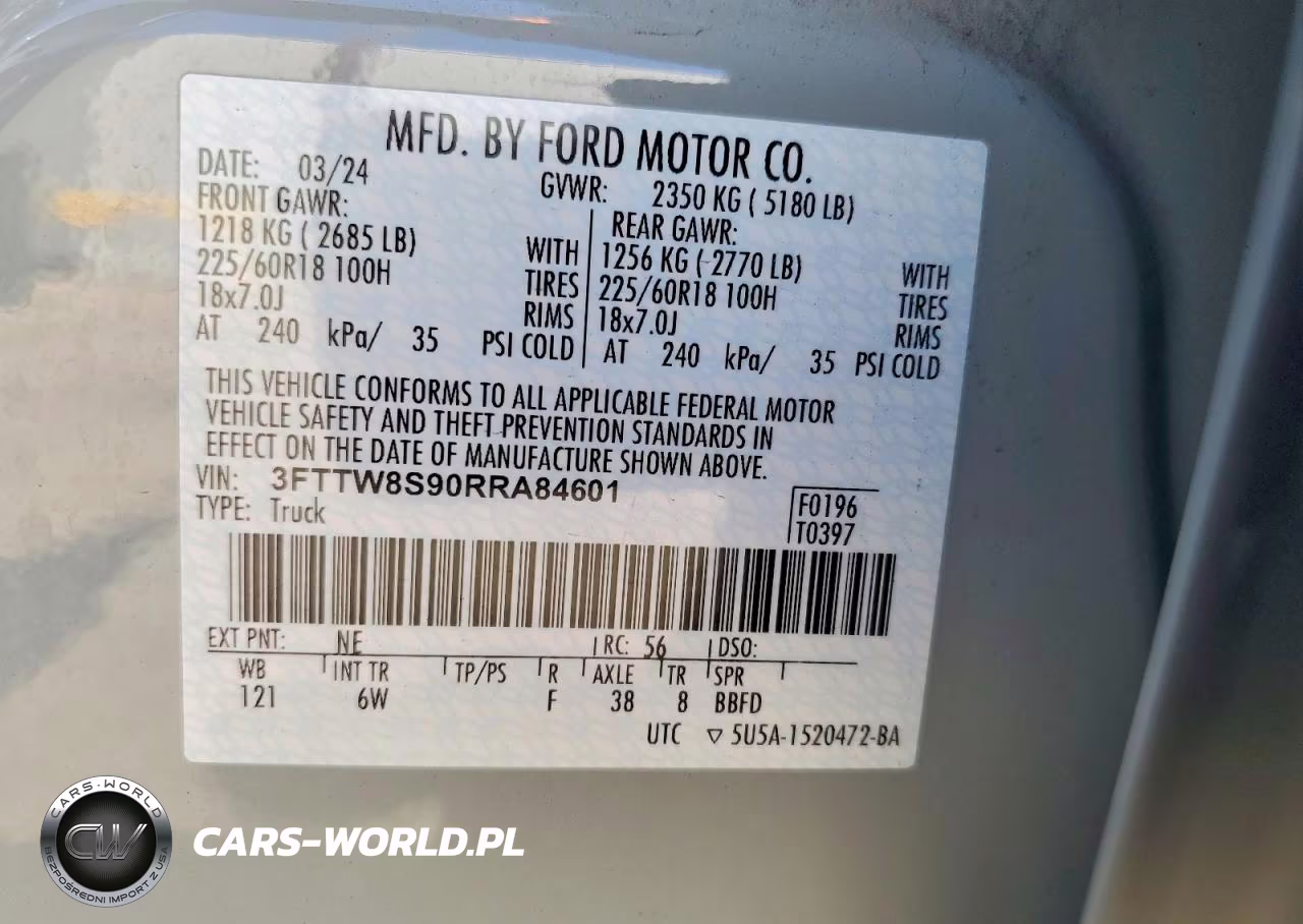 2024 Ford Maverick Lariat VIN:3FTTW8S90RRA84601 - 12