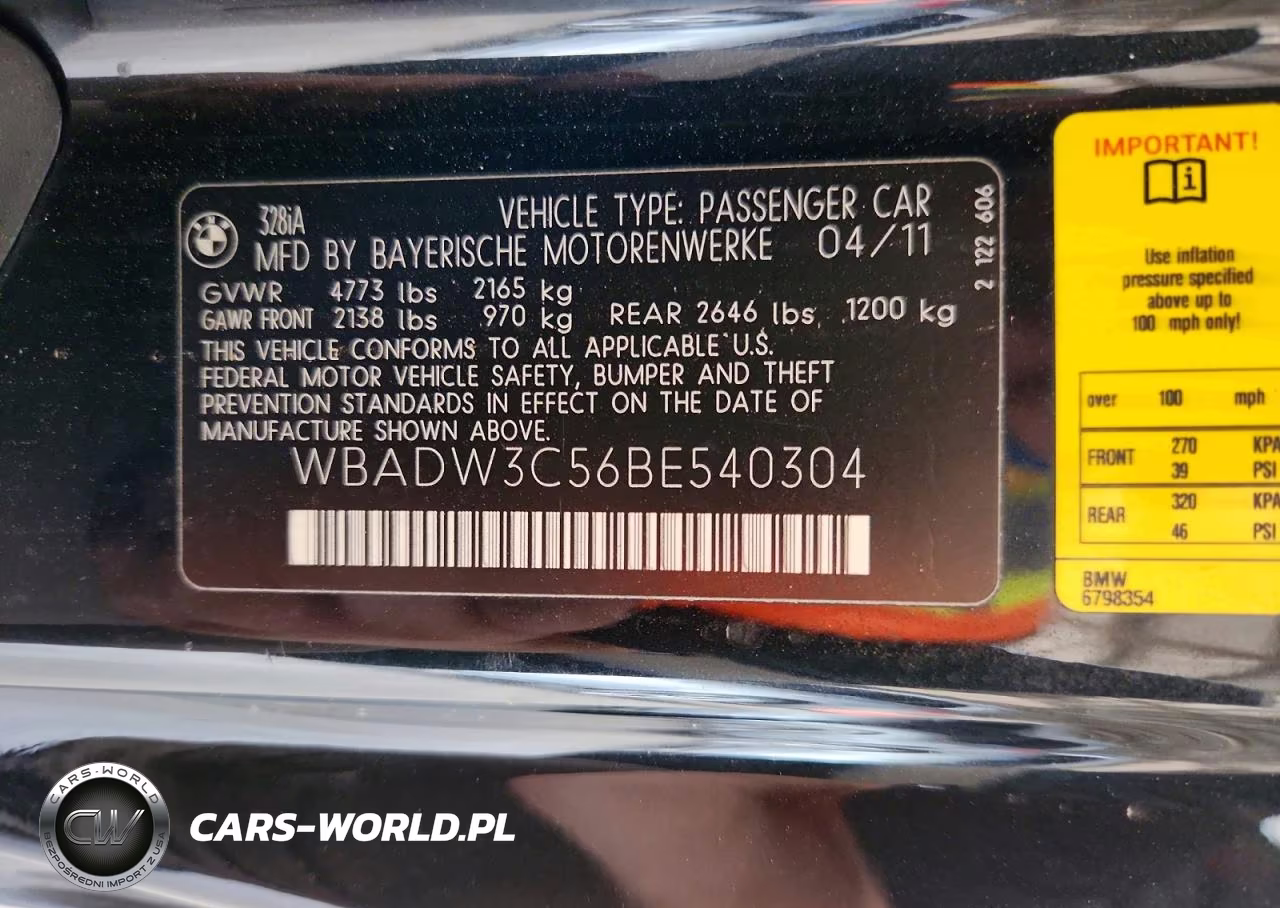2011 BMW 328 I VIN:WBADW3C56BE540304 - 12