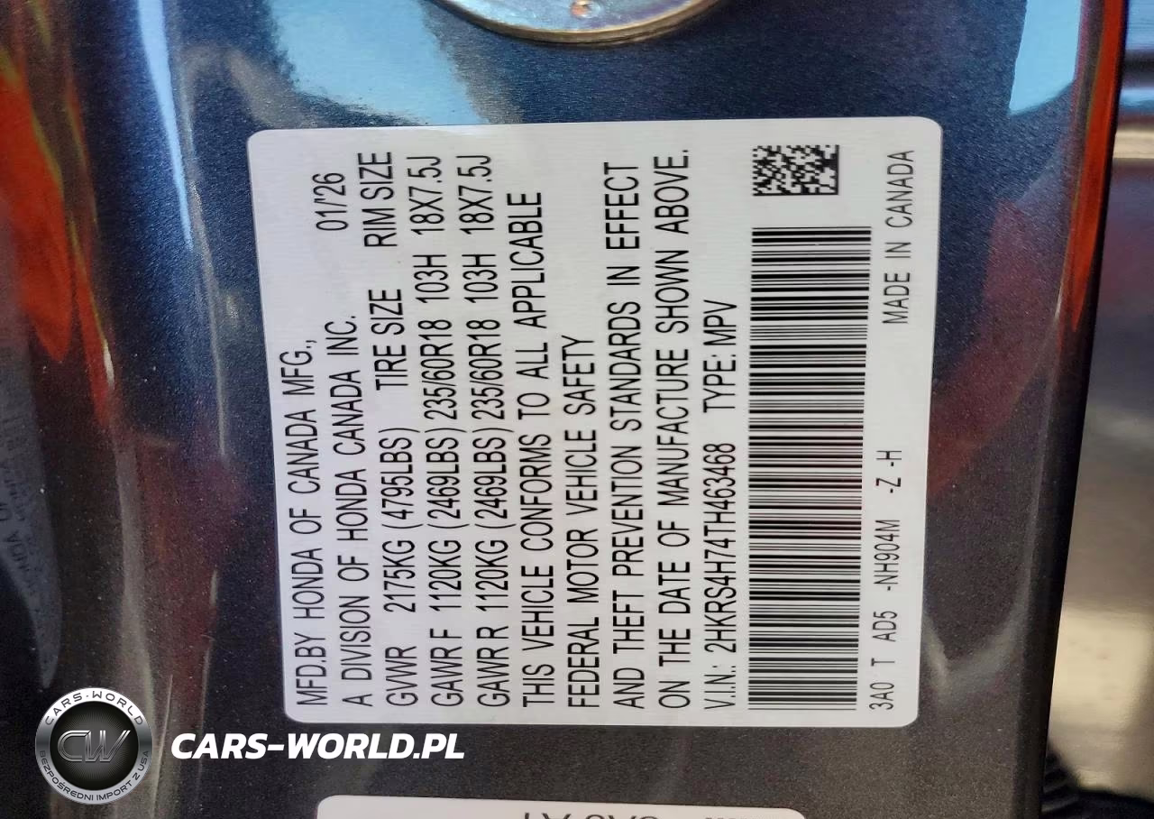 2026 Honda Cr-V Exl VIN:2HKRS4H74TH463468 - 13