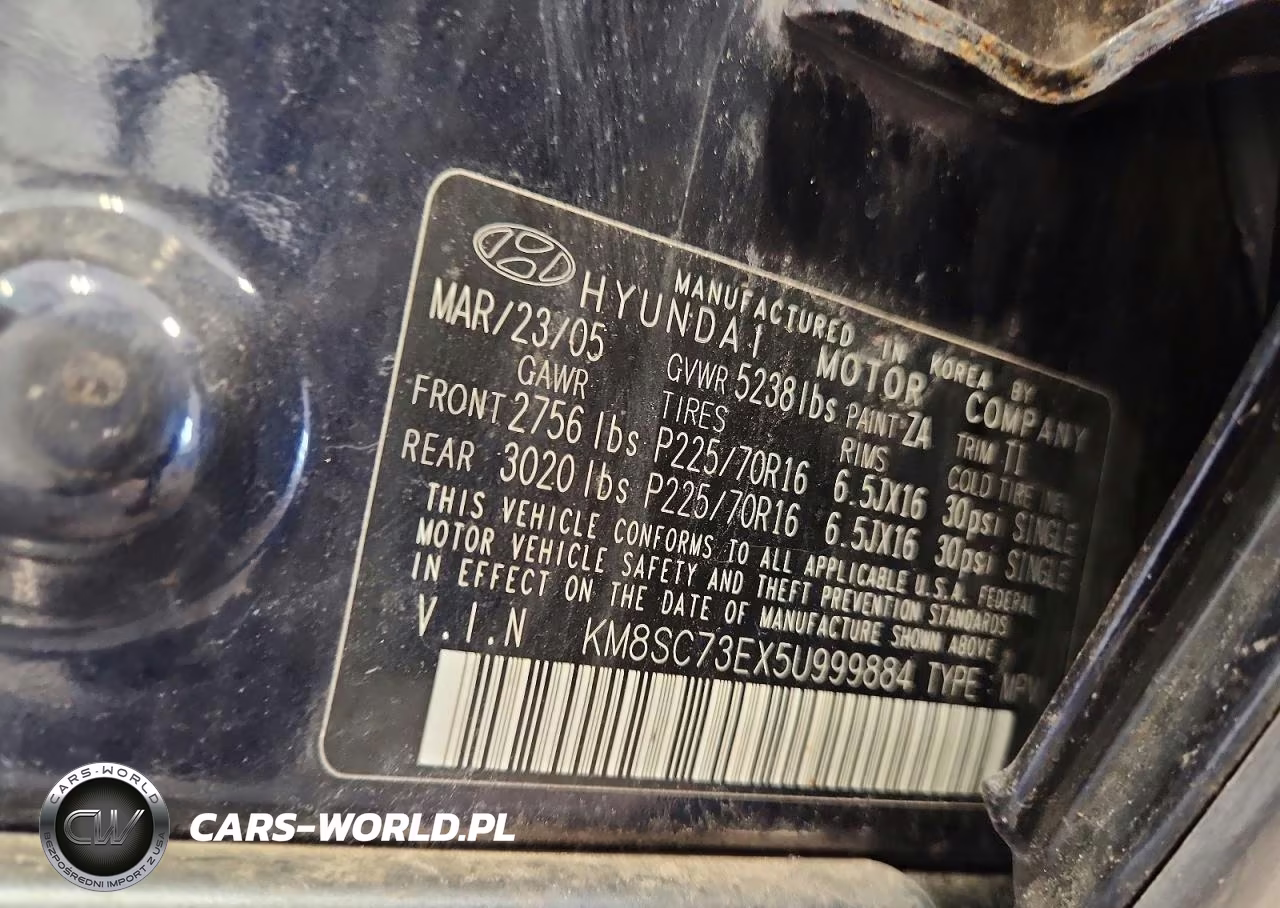 2005 Hyundai Santa Fe Gls VIN:KM8SC73EX5U999884 - 12