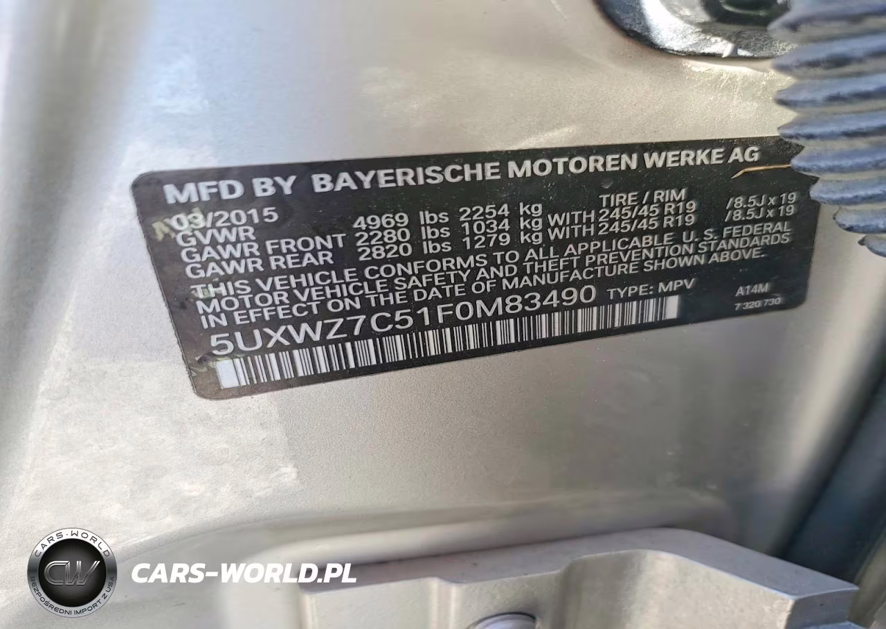 2015 BMW X3 Sdrive28I VIN:5UXWZ7C51F0M83490 - 12