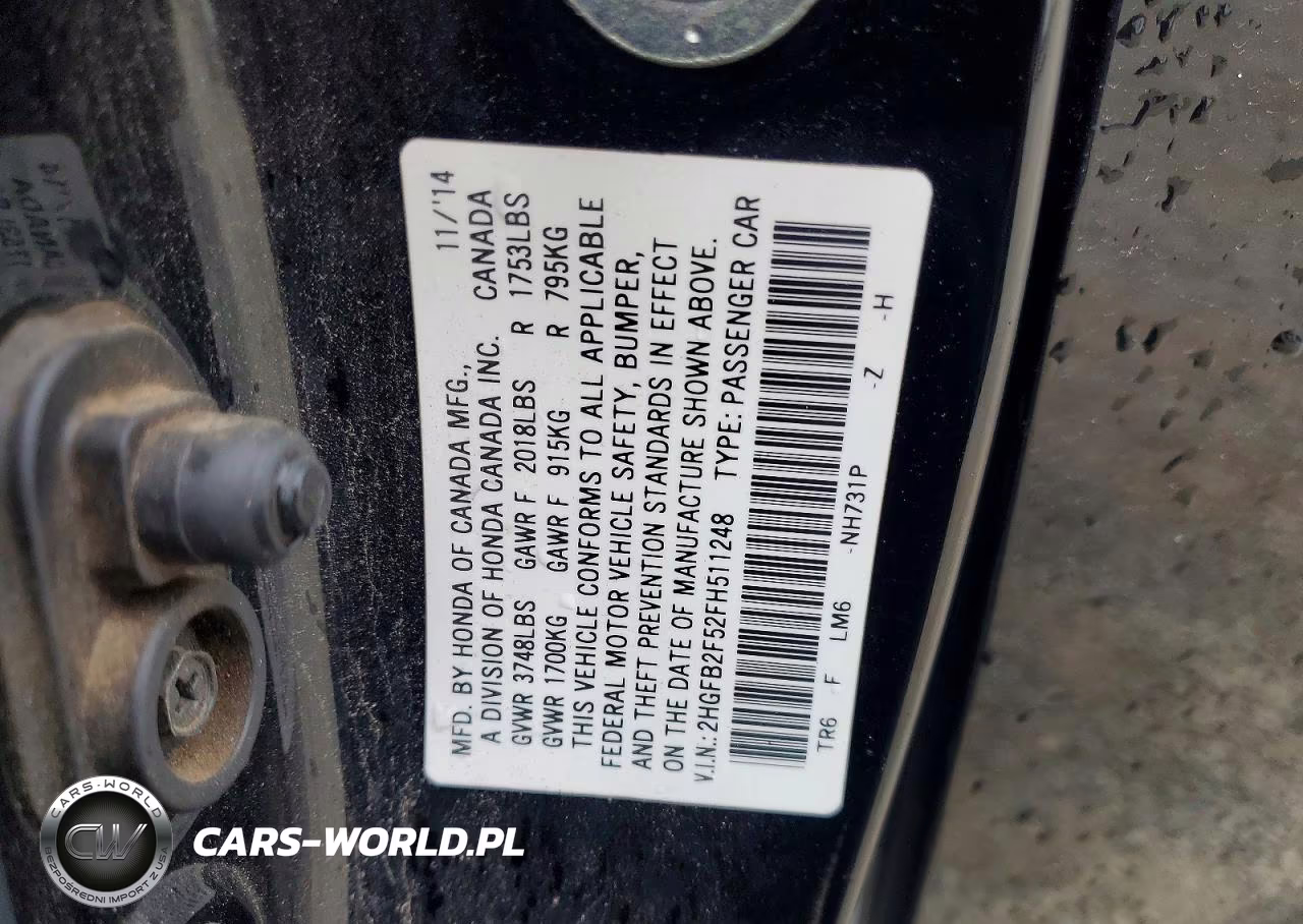 2015 Honda Civic Lx VIN:2HGFB2F52FH511248 - 12