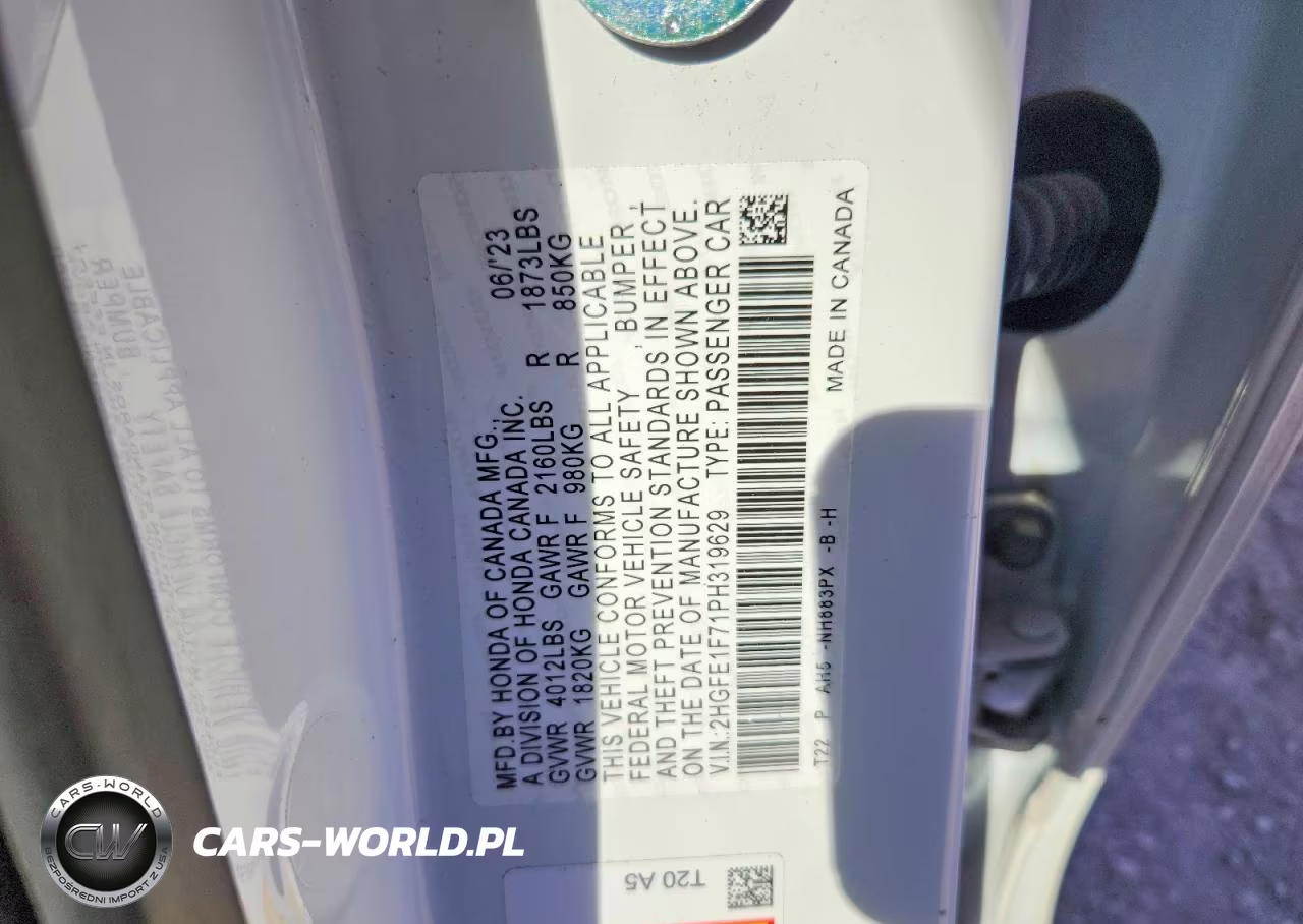 2023 Honda Civic Ex VIN:2HGFE1F71PH319629 - 12