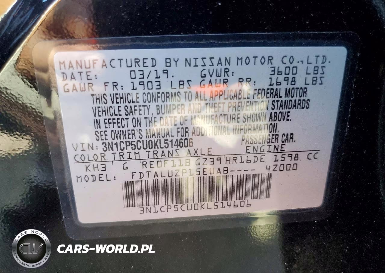 2019 Nissan Kicks Sr VIN:3N1CP5CU0KL514606 - 13