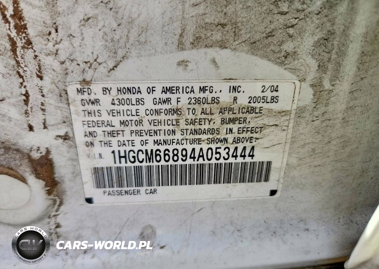 2004 Honda Accord Ex VIN:1HGCM66894A053444 - 13