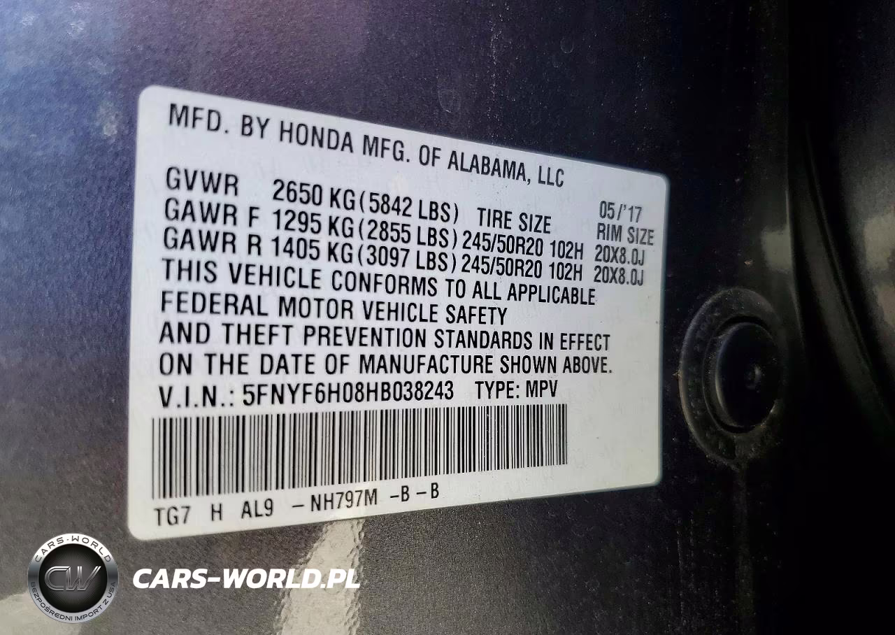 2017 Honda Pilot Elite VIN:5FNYF6H08HB038243 - 13