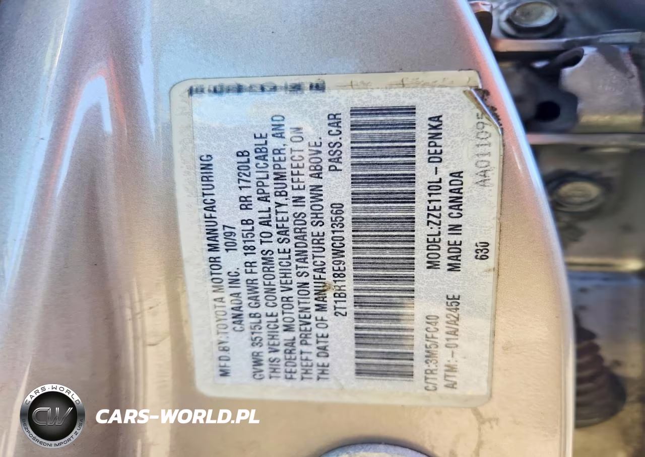 1998 Toyota Corolla Ve VIN:2T1BR18E9WC013560 - 12