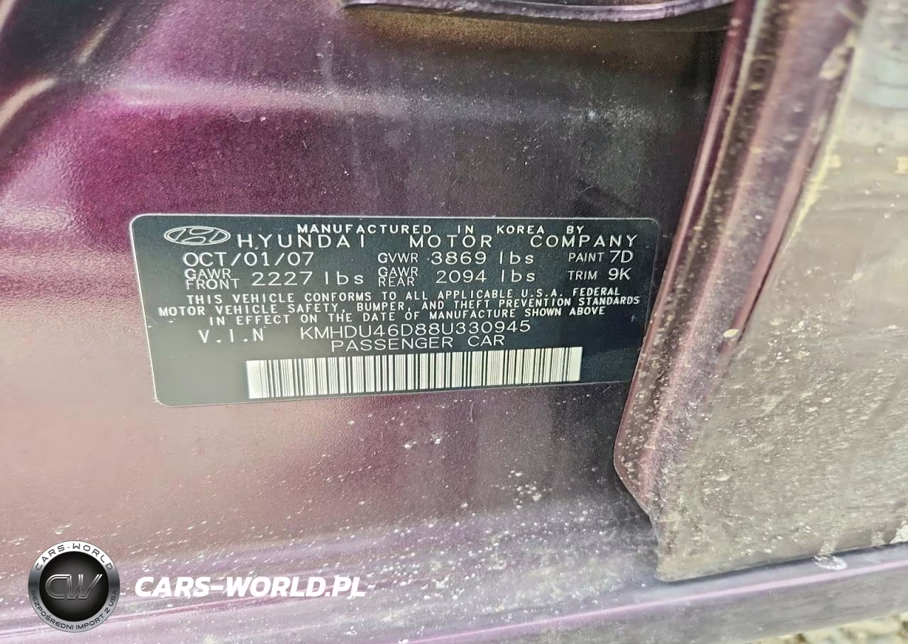 2008 Hyundai Elantra Gls VIN:KMHDU46D88U330945 - 12