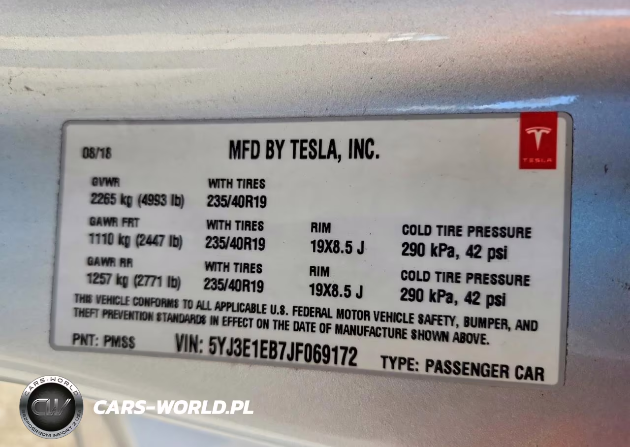 2018 Tesla Model 3 VIN:5YJ3E1EB7JF069172 - 12