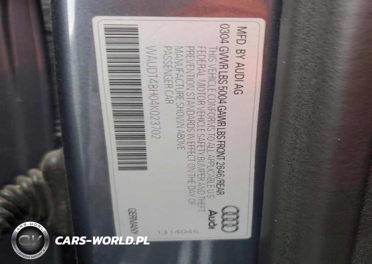2004 Audi A4 Quattro VIN:WAUDT48H04K023702 - 12