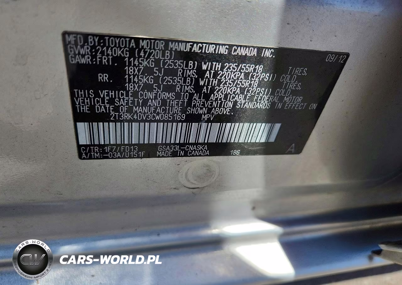 2012 Toyota Rav4 Sport VIN:2T3RK4DV3CW085169 - 13
