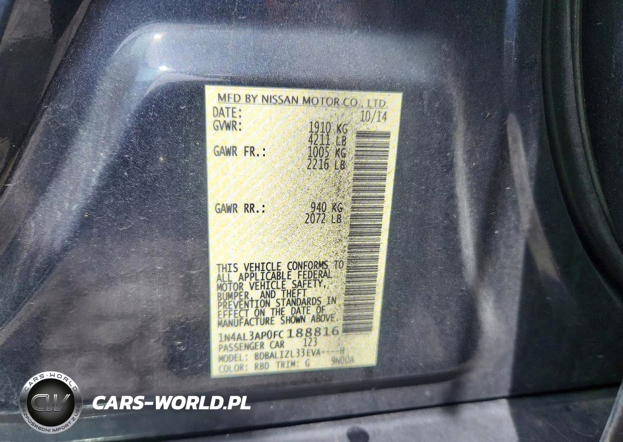 2015 Nissan Altima 2.5 Sv VIN:1N4AL3AP0FC188816 - 12