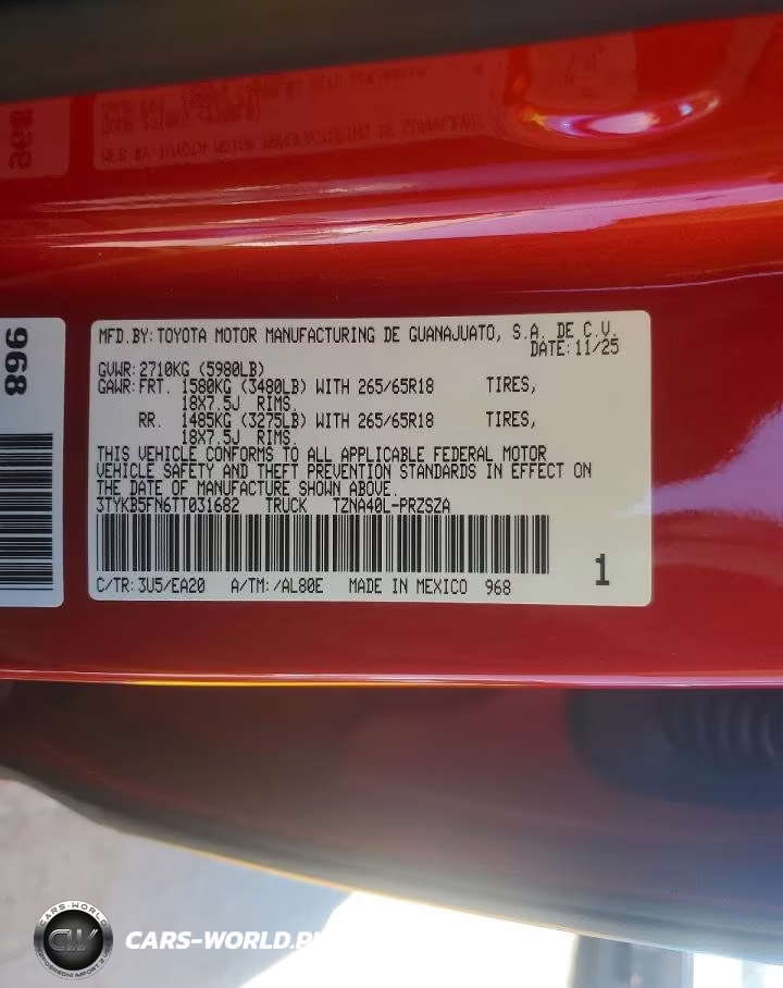 2026 Toyota Tacoma Trd Sport VIN:3TYKB5FN6TT031682 - 13